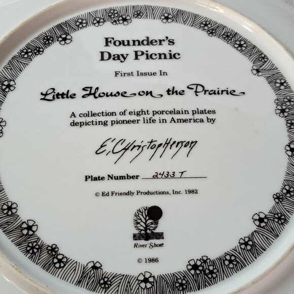 Vintage Little House On The Prairie Founder's Day Collection Picnic Plate 24kt - Picture 7 of 10